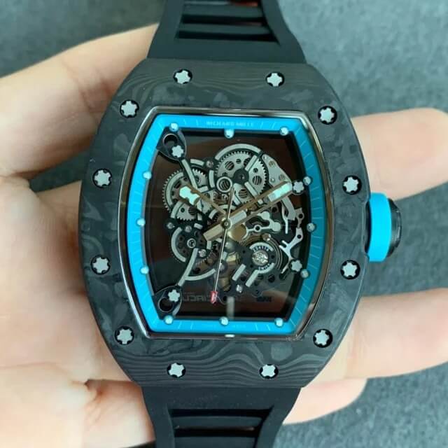 Replica Richard Mille RM055 1:1 Best Edition KV Factory V2 Carbon Fiber Skeleton Dial