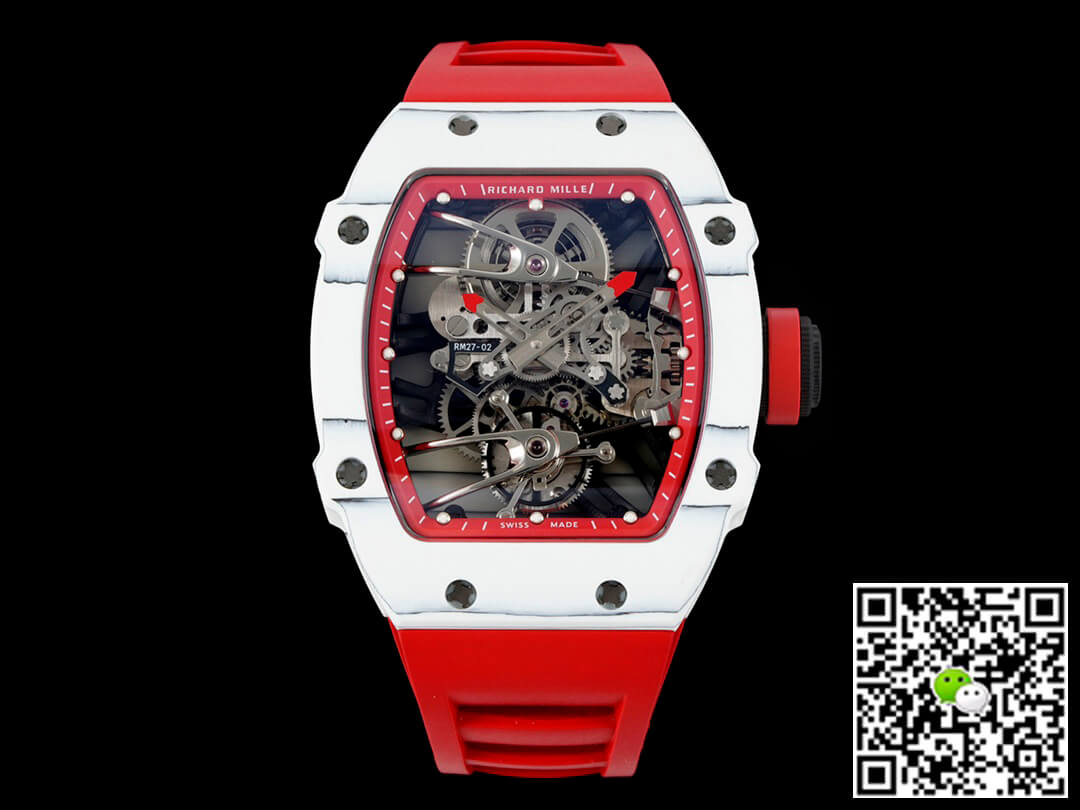 Best Replica Replica Richard Mille RM27-02 Rafael Nadal Tourbillon 1:1 Best Edition RM Factory Red Rubber Strap - Colareps