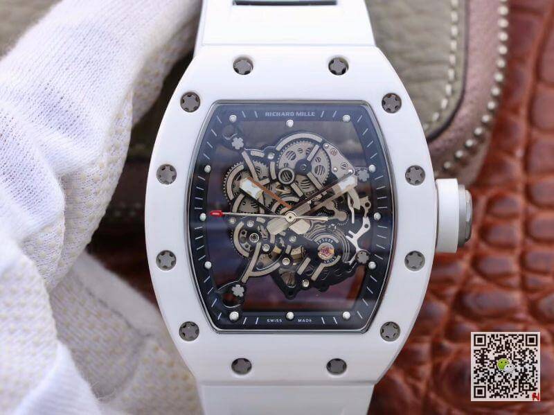 Best Replica Replica Richard Mille RM055 KV Factory 1:1 Best Edition Swiss ETA8215 White Strap - Colareps