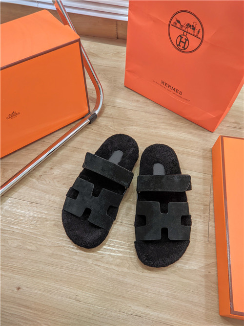Best Replica hermes lamb wool flat slippers - Colareps