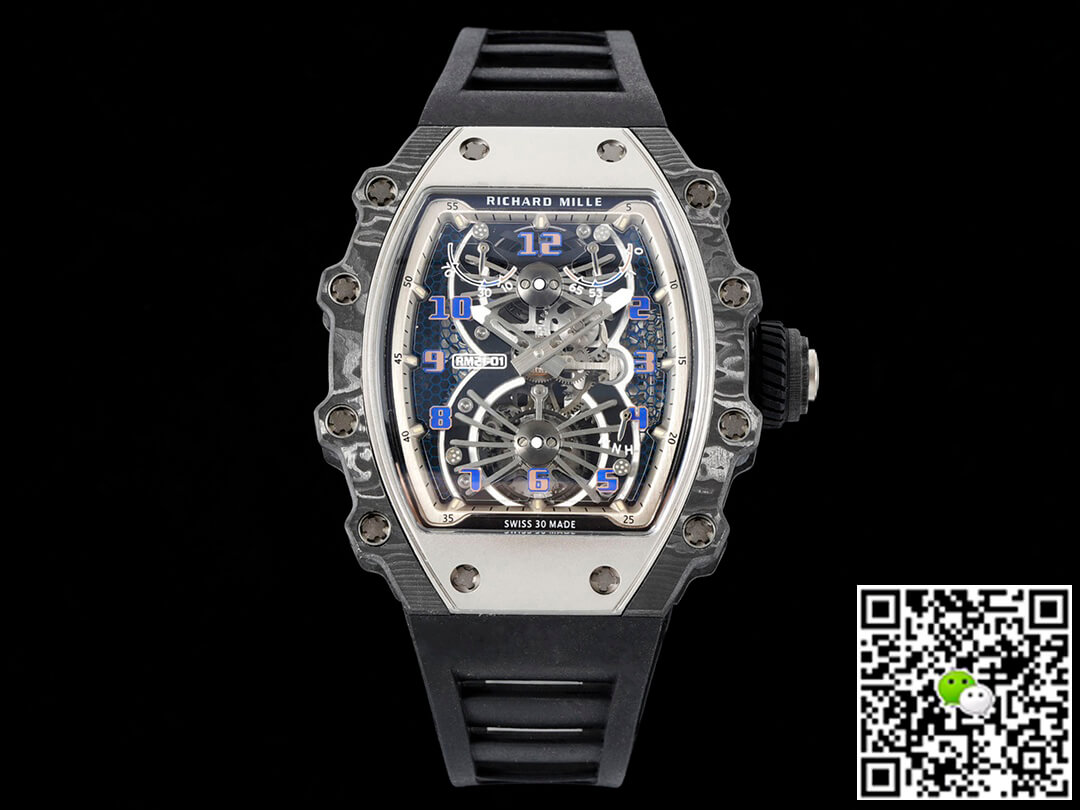 Replica Richard Mille RM21-01 1:1 Best Edition RM Factory Tourbillon Skeleton Dial Black Strap