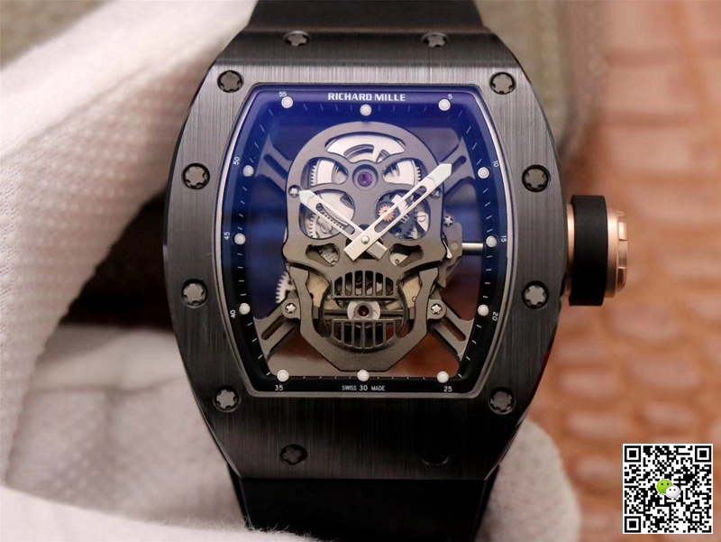Best Replica Replica Richard Mille RM052-01 1:1 Best Edition ZF Factory Black Ceramic Grey Skull Dial Swiss Movement - Colareps