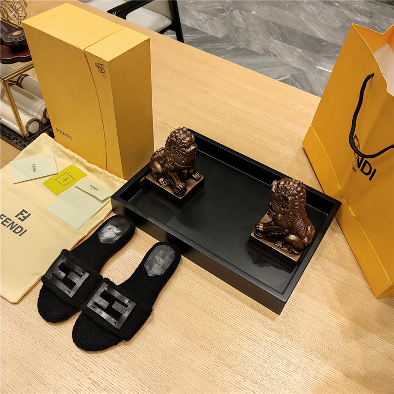 Best Replica fendi lamb wool series slippers - Colareps