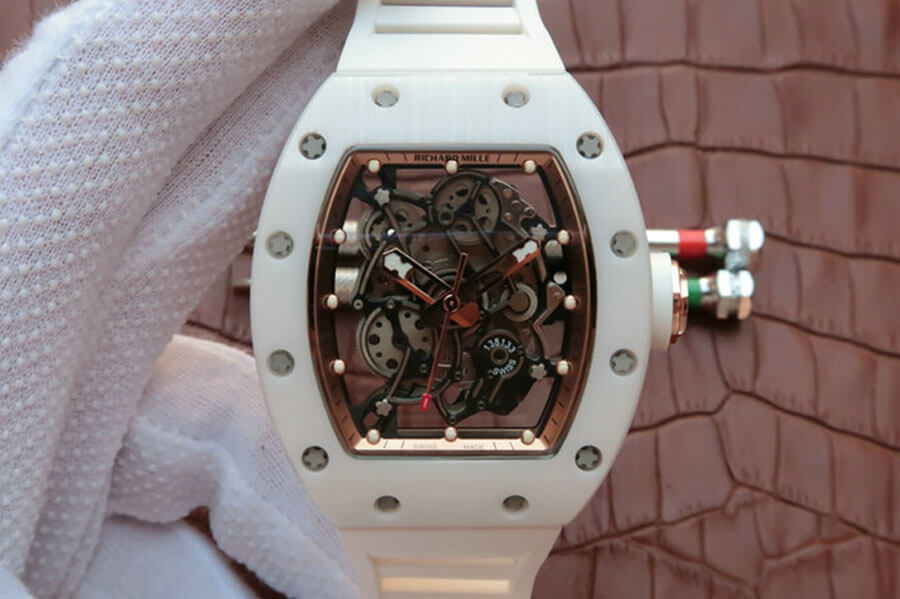 Replica Richard Mille RM055 1:1 Best Edition KV Factory White Ceramic Rubber Strap