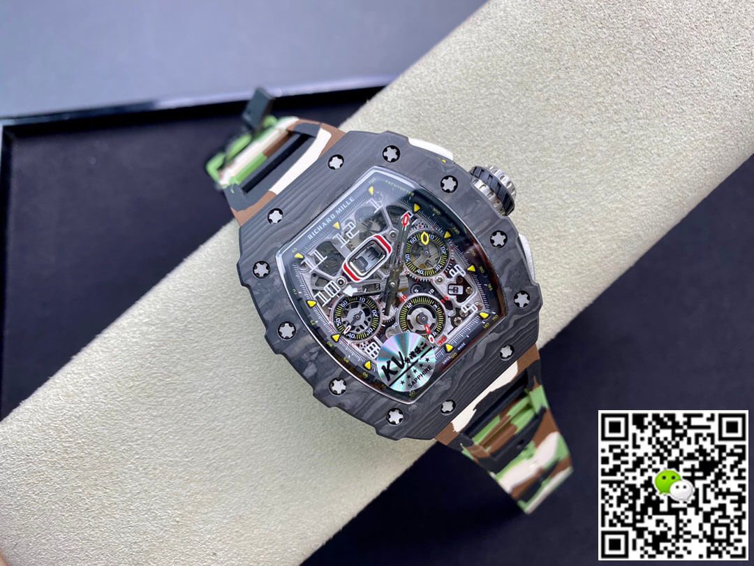 Replica Richard Mille RM-011 1:1 Best Edition KV Factory V2 Carbon Fiber Camo Strap