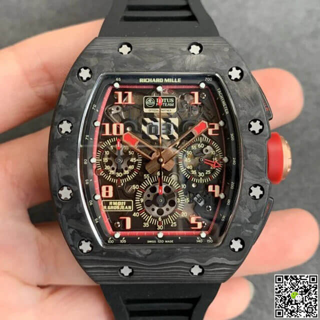Replica Richard Mille RM-011 1:1 Best Edition KV Factory V2 Forged Carbon Black Strap