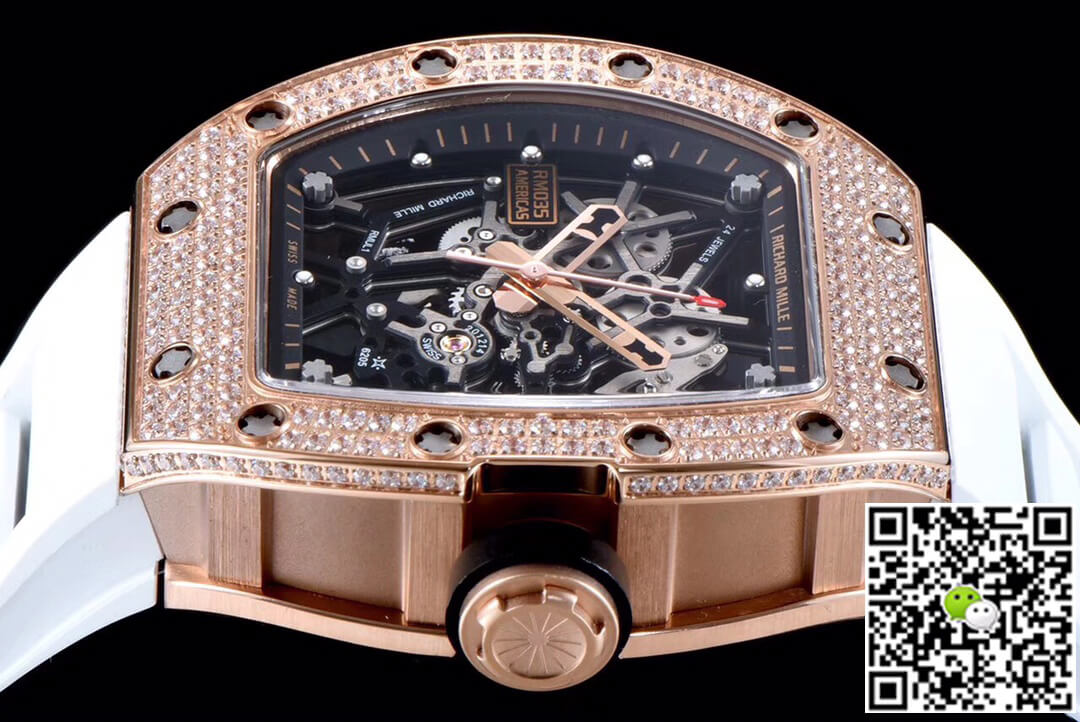 Richard Mille Replica RM035 Americas 1:1 Best Edition KV Factory Rose Gold D1am0nd Case