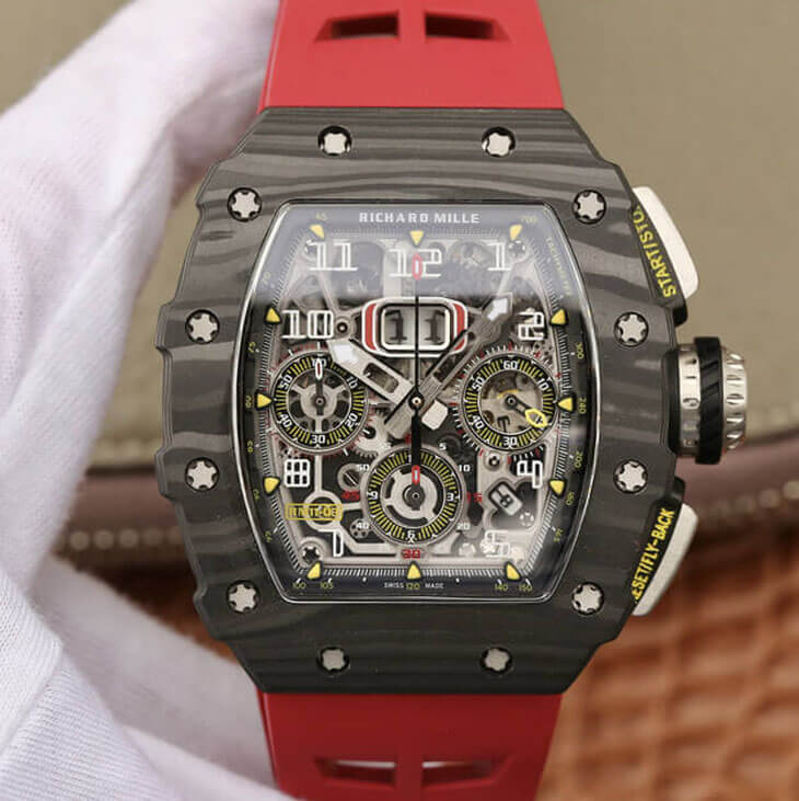 Replica Richard Mille RM11-03 1:1 Best Edition KV Factory Carbon Fiber Red Strap