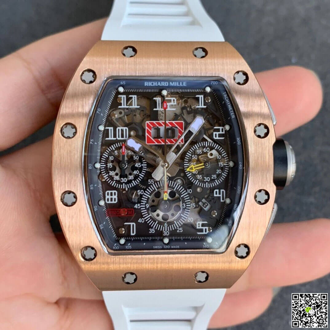 Best Replica Replica Richard Mille RM11 1:1 Best Edition KV Factory Rose Gold White Strap - Colareps