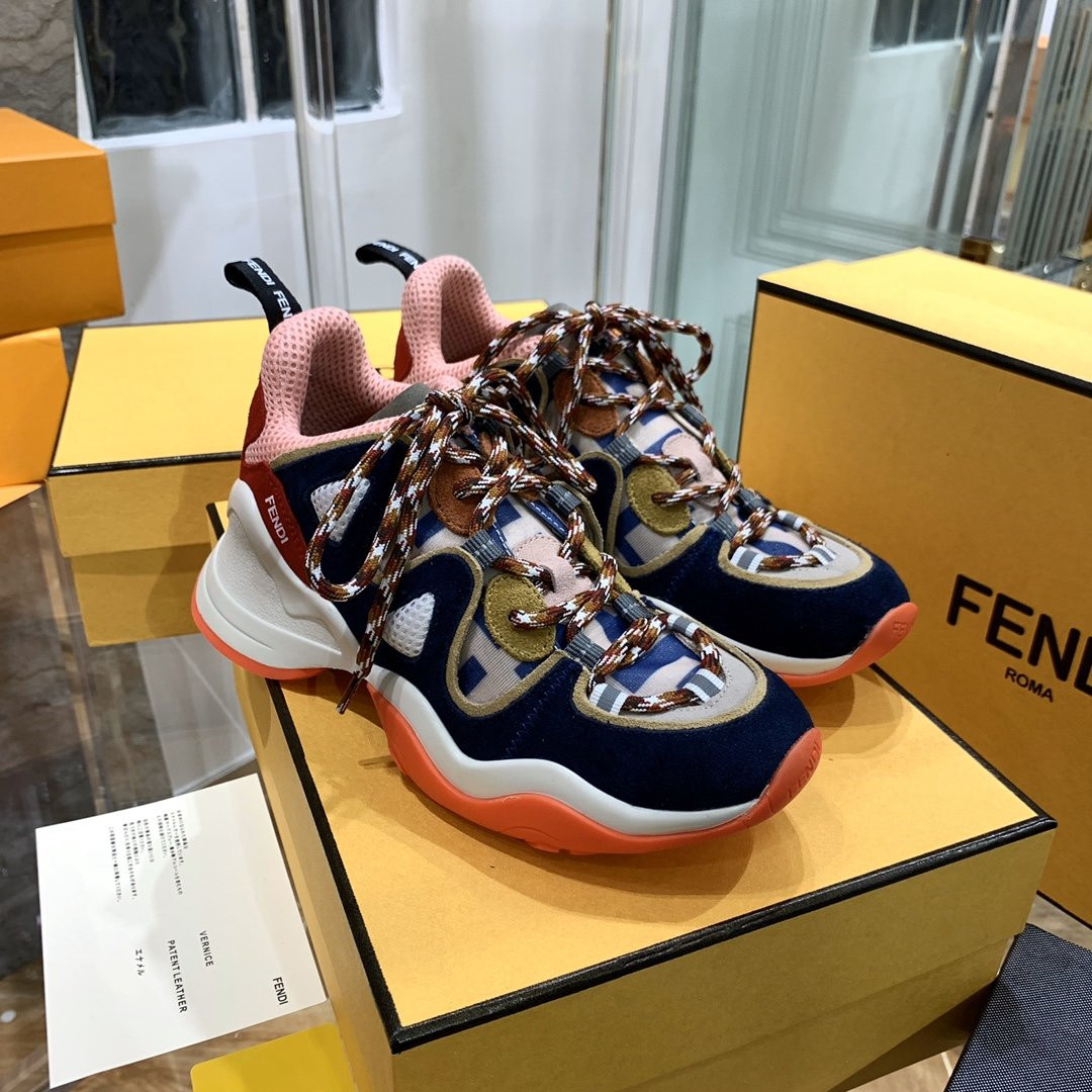 Best Replica fendi FFluid Suede and Mesh Sneakers - Colareps