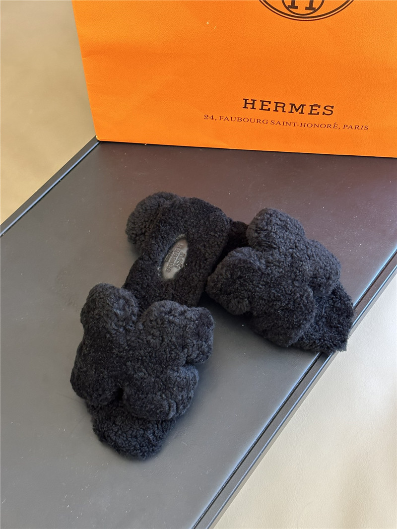 Best Replica Hermès fur roll cake hair H slippers - Colareps