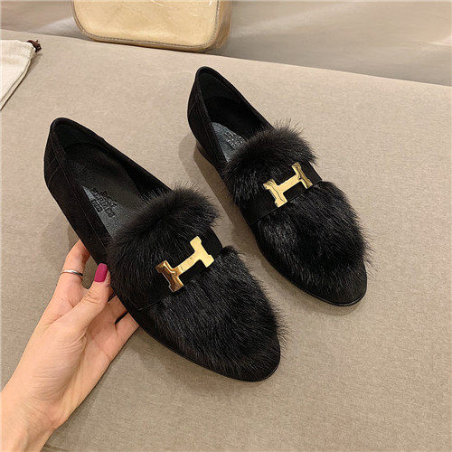 Best Replica hermes sheepskin mink loafers - Colareps