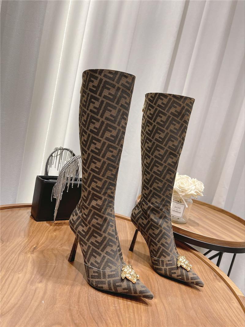 Best Replica Versace Fendace FF Jacquard Boots - Colareps
