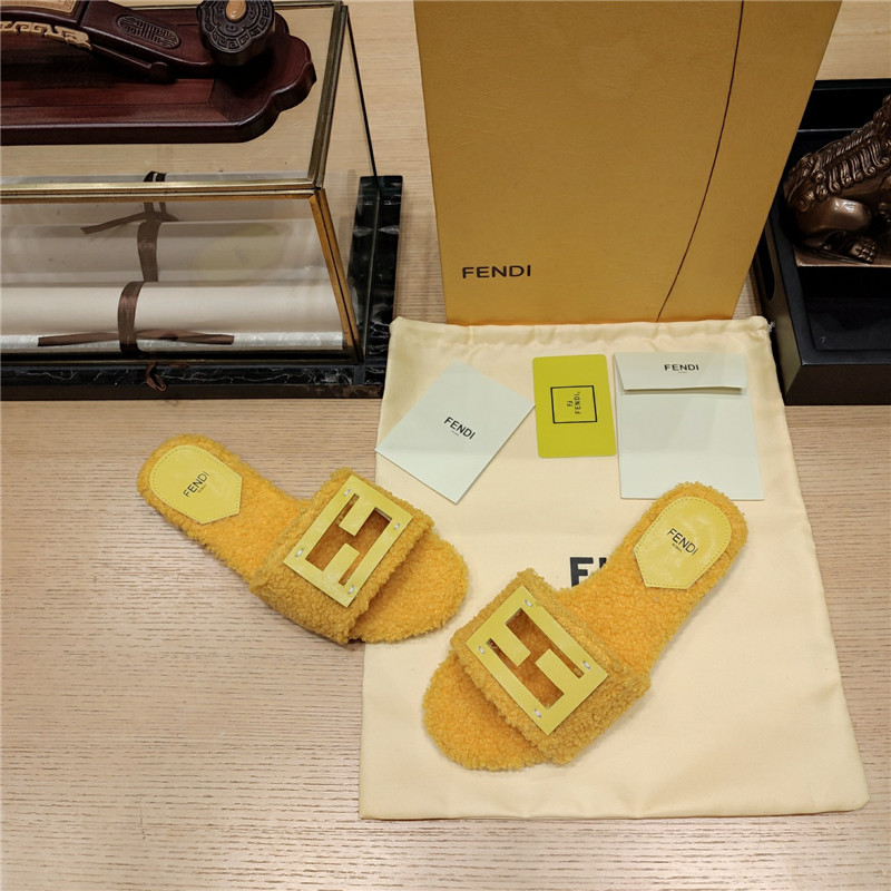 Best Replica fendi lamb wool series slippers - Colareps
