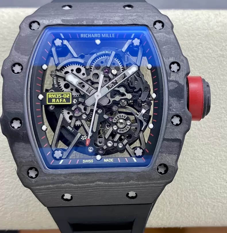 Best Replica Richard Mille Replica RM35-02 1:1 Best Edition T+ Factory NTPT Carbon Fiber Black Strap - Colareps