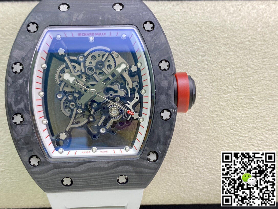 Best Replica Replica Richard Mille RM055 1:1 Best Edition KV Factory V2 White Rubber Strap - Colareps