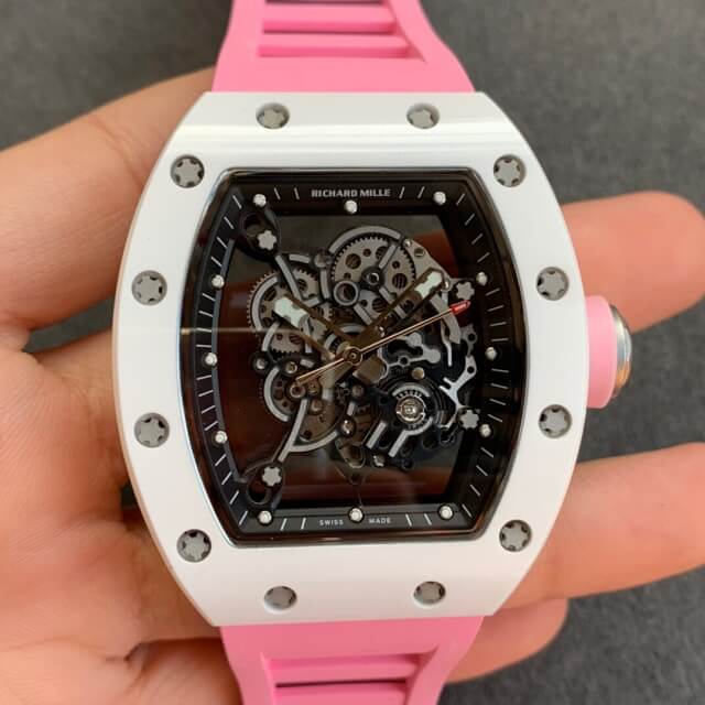 Replica Richard Mille RM055 1:1 Best Edition KV Factory V2 Ceramic Pink Strap