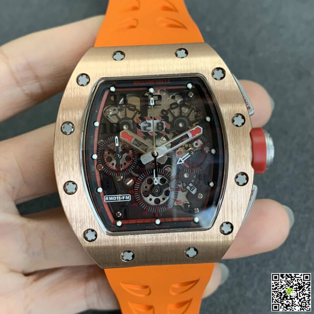 Best Replica Replica Richard Mille RM011 1:1 Best Edition KV Factory Rose Gold - Colareps