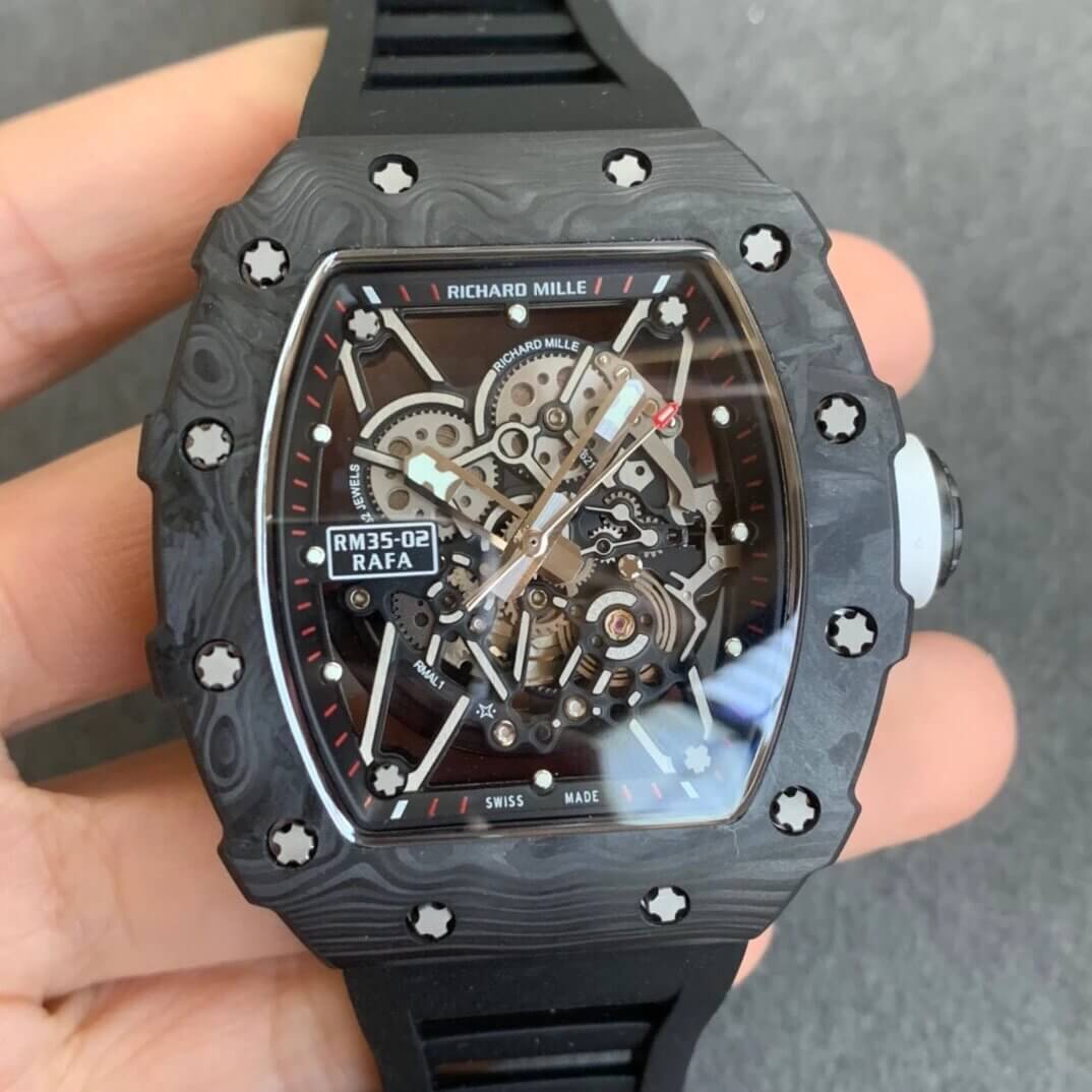 Replica Richard Mille RM035-02 1:1 Best Edition KV Factory Carbon Fiber Black Strap