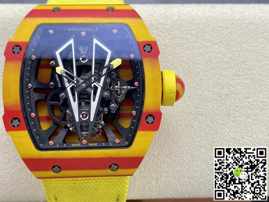 Best Replica Richard Mille Replica RM27-03 Tourbillon 1:1 Best Edition BBR Factory Yellow Strap - Colareps