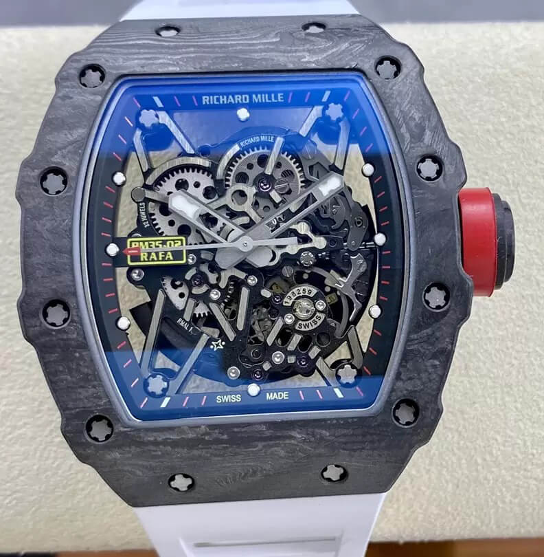 Best Replica Richard Mille Replica RM35-02 1:1 Best Edition T+ Factory Carbon Fiber White Strap - Colareps