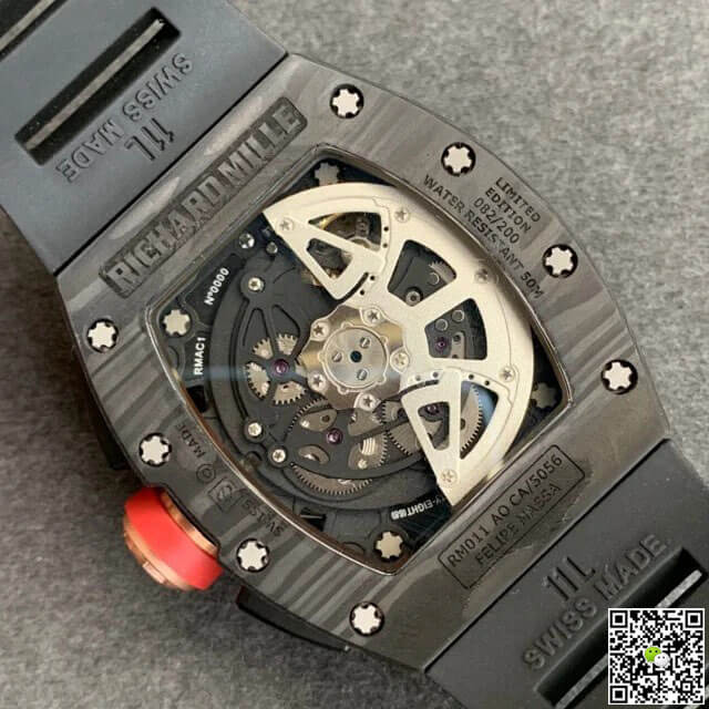 Replica Richard Mille RM-011 1:1 Best Edition KV Factory V2 Forged Carbon Black Strap