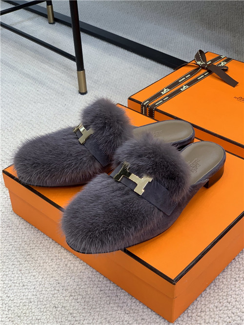 Best Replica hermes mink loafers slippers - Colareps