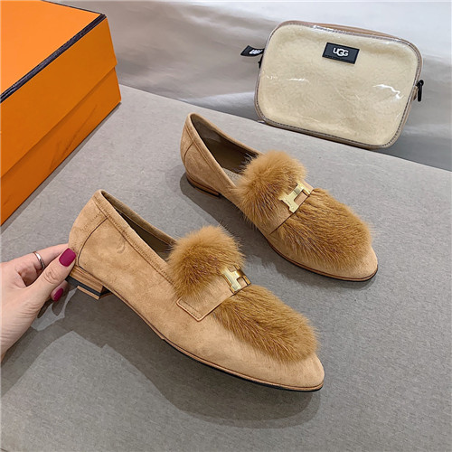 Best Replica hermes sheepskin mink loafers - Colareps