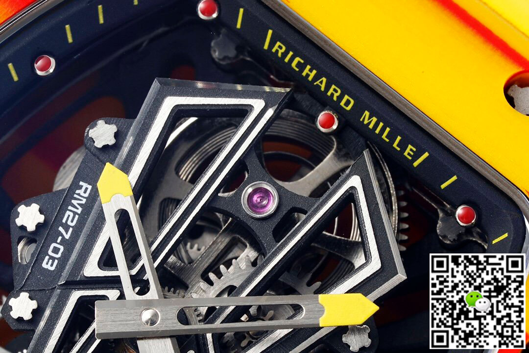 Replica Richard Mille RM27-03 Rafael Nadal Tourbillon 1:1 Best Edition RM Factory Yellow Rubber Strap