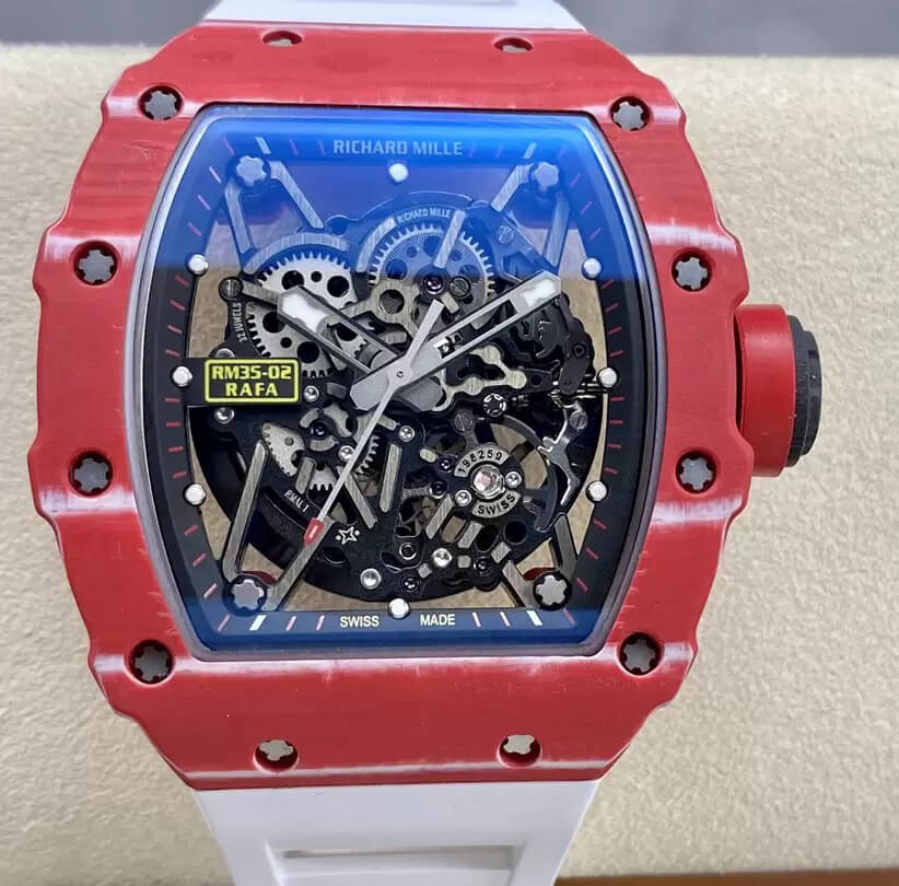 Best Replica Richard Mille Replica RM35-02 1:1 Best Edition T+ Factory NTPT Carbon Fiber White Strap - Colareps