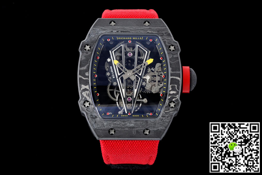Best Replica Replica Richard Mille RM27-03 Rafael Nadal Tourbillon 1:1 Best Edition RM Factory Red Strap - Colareps