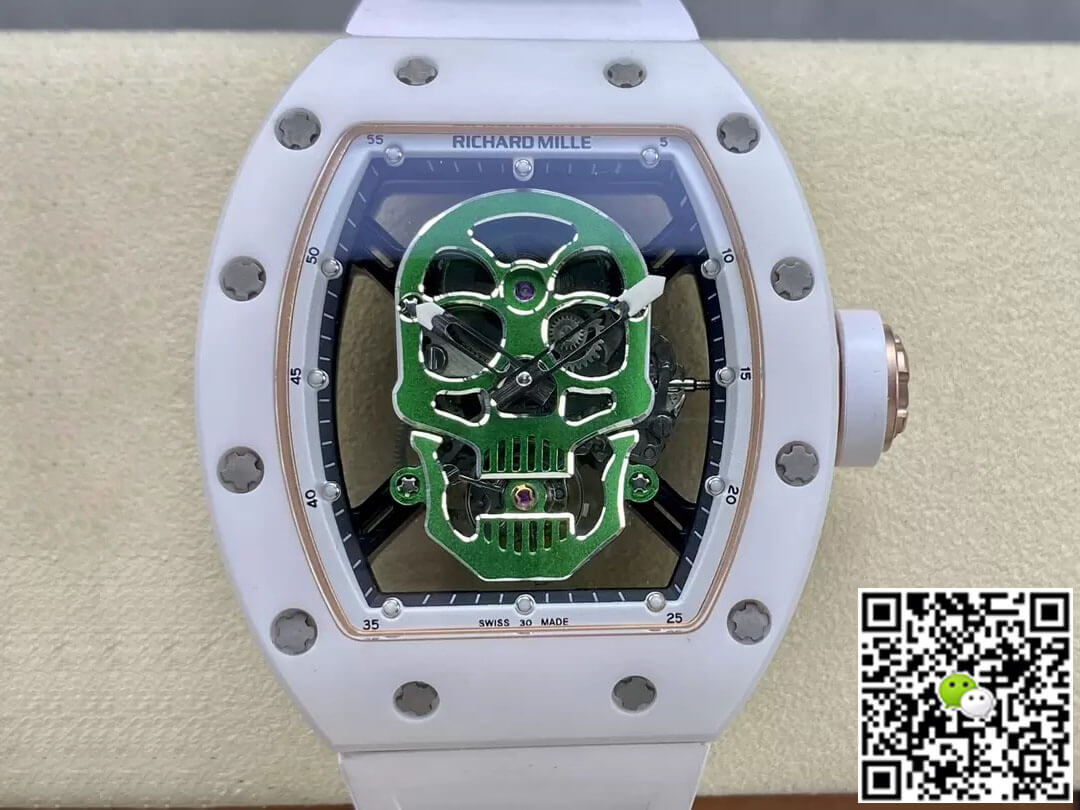 Best Replica Richard Mille Replica RM52-01 1:1 Best Edition YS Factory Green Skull Tourbillon Dial - Colareps