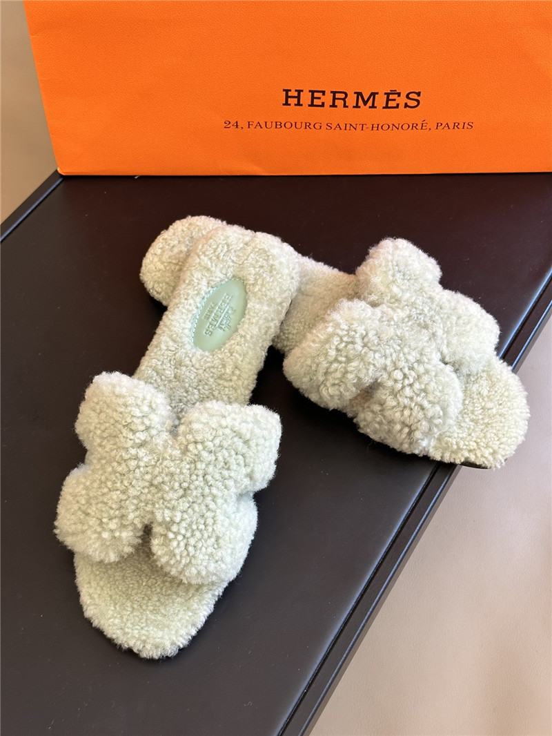 Best Replica Hermès fur roll cake hair H slippers - Colareps
