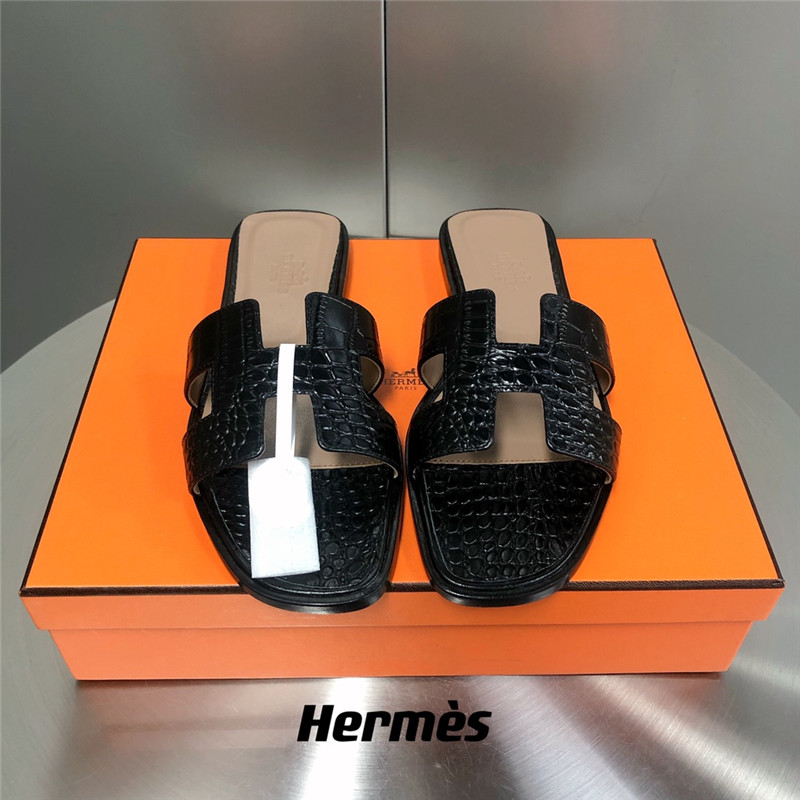 Best Replica hermes oran crocodile slippers - Colareps