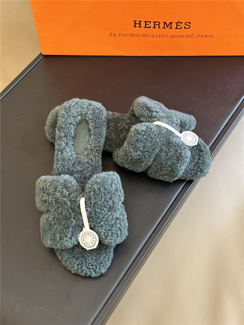 Best Replica Hermès fur roll cake hair H slippers - Colareps