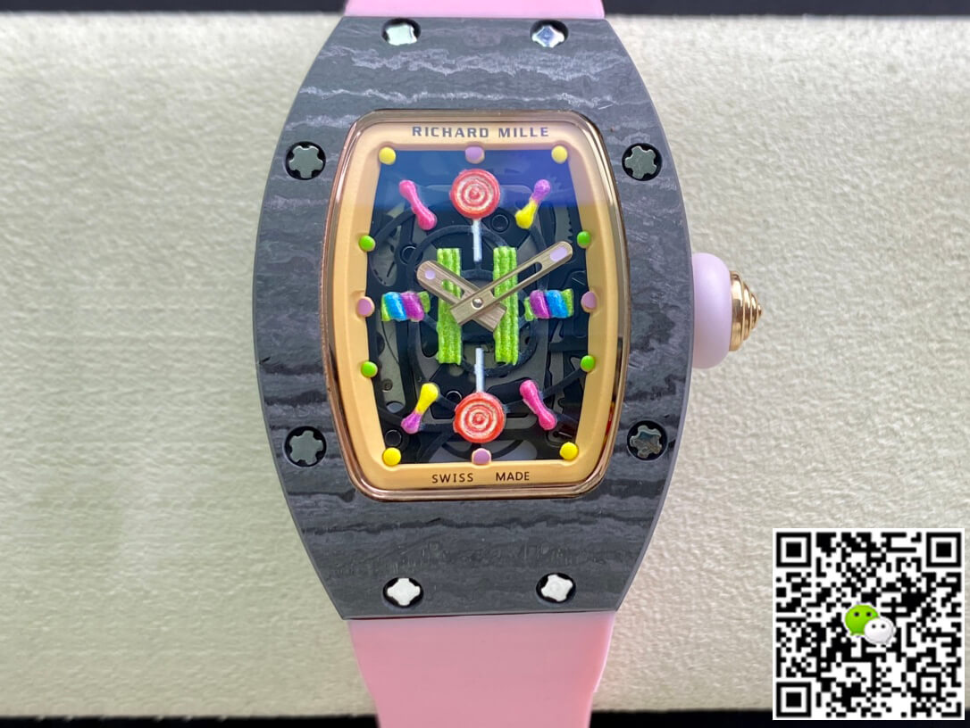 Best Replica Richard Mille Replica RM-07 Bon Bon 1:1 Best Edition RM Factory Pink Strap - Colareps