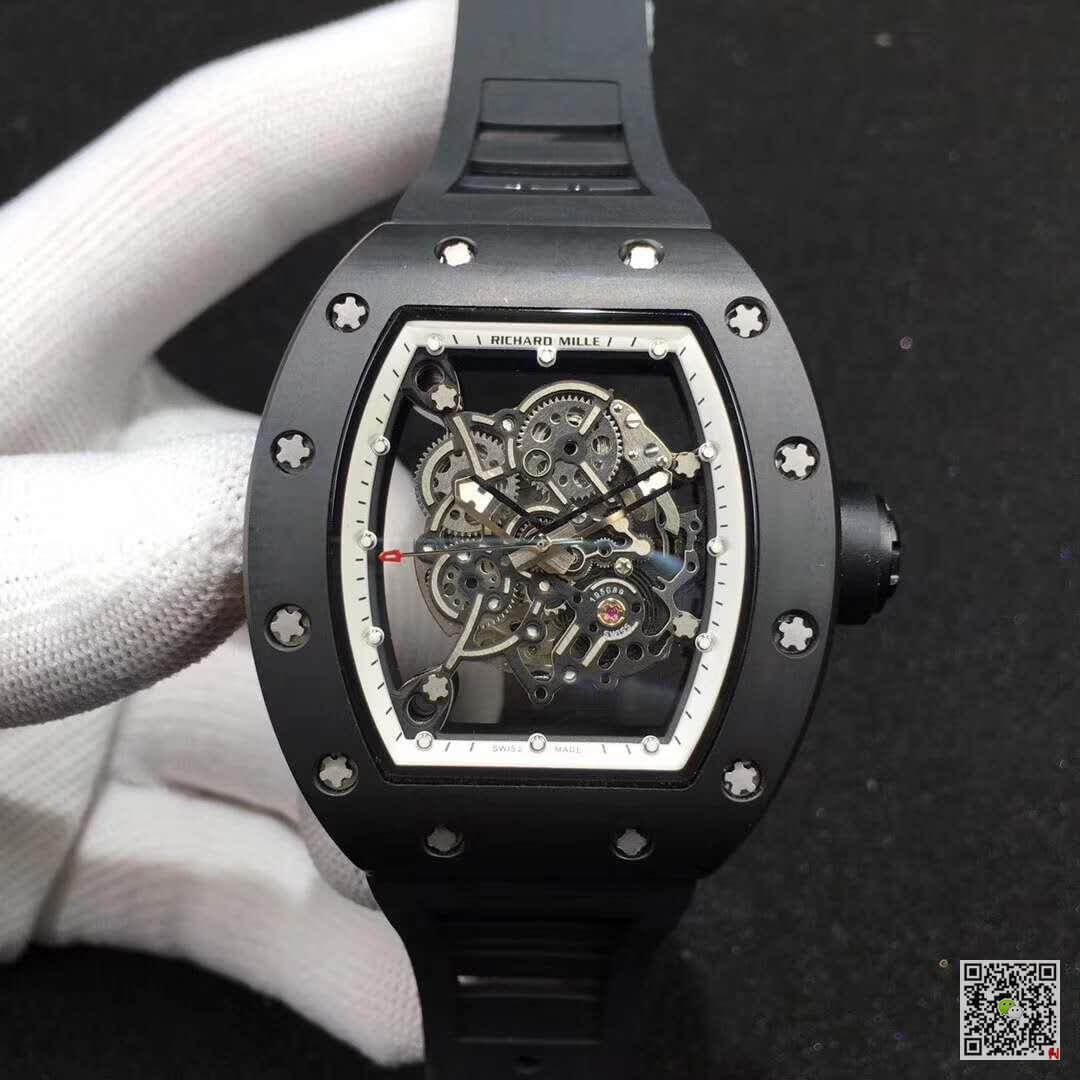 Best Replica Replica Richard Mille RM055 KV Factory 1:1 Best Edition Swiss ETA8215 Black Rubber Strap - Colareps