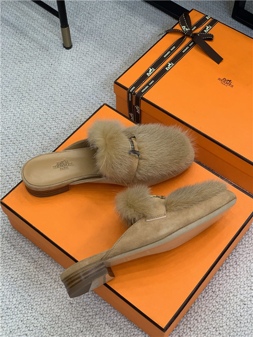 Best Replica hermes mink loafers slippers - Colareps