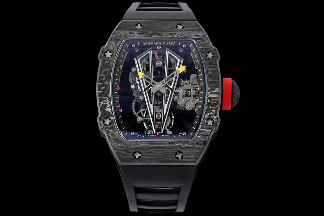 Replica Richard Mille RM27-03 Rafael Nadal Tourbillon 1:1 Best Edition RM Factory Black Rubber Strap