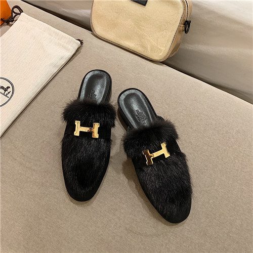 Best Replica hermes sheepskin mink loafers - Colareps