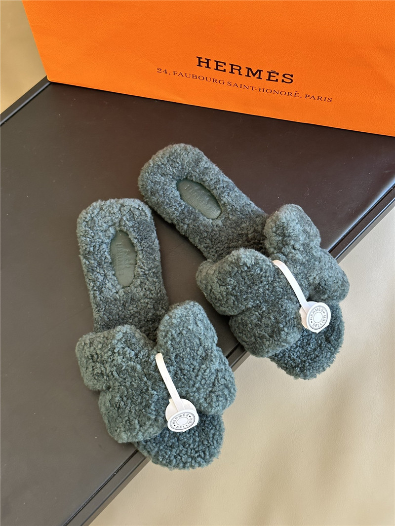 Best Replica Hermès fur roll cake hair H slippers - Colareps