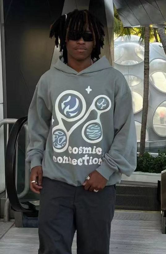 Best Replica Cosmic Contact Foam Graffiti Print Sweatshirt Hoodie - Colareps