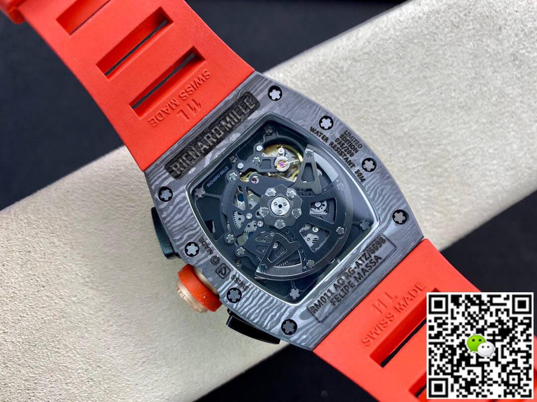 Richard Mille Replica RM011 1:1 Best Edition KV Factory V3 Red Rubber Strap