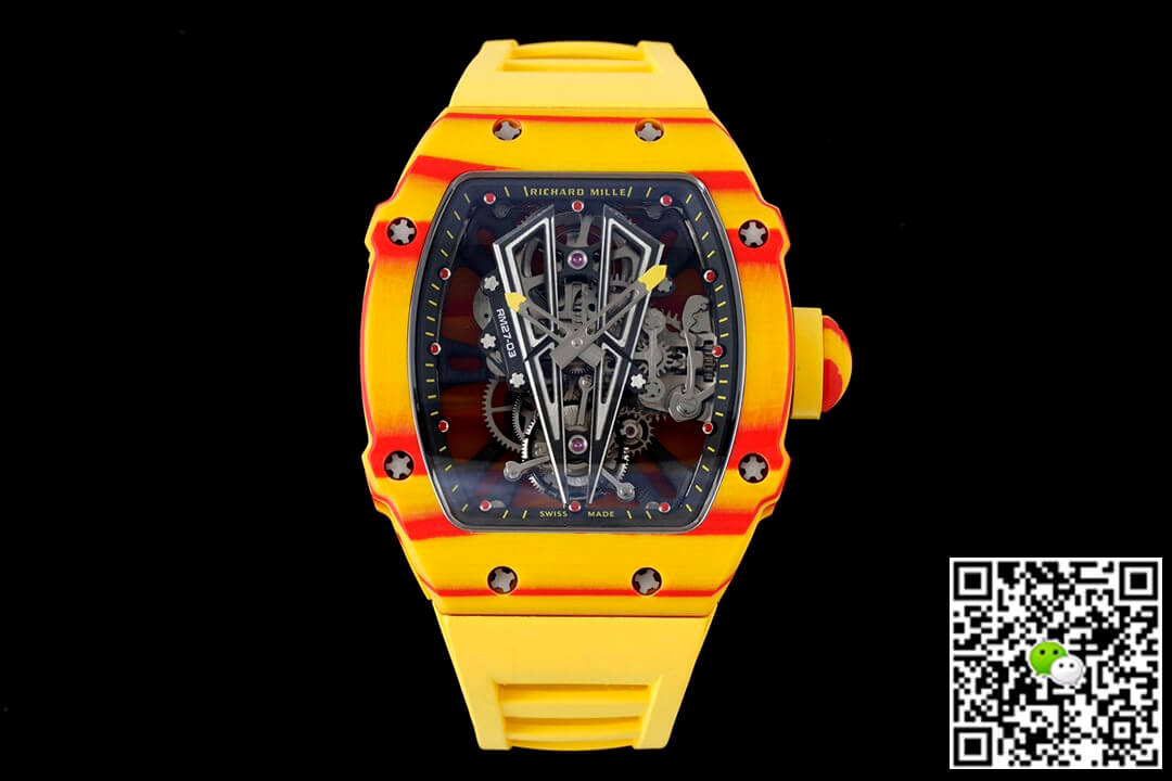 Replica Richard Mille RM27-03 Rafael Nadal Tourbillon 1:1 Best Edition RM Factory Yellow Rubber Strap