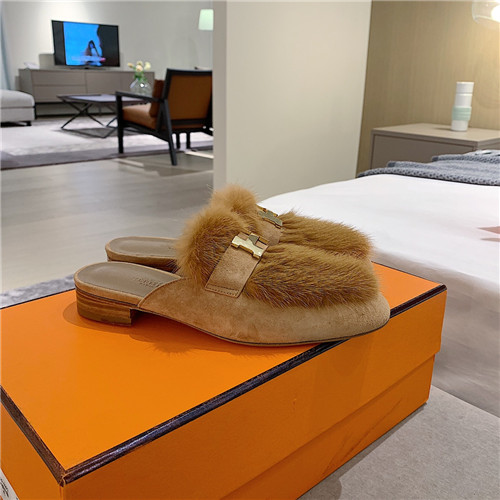 Best Replica hermes sheepskin mink loafers - Colareps