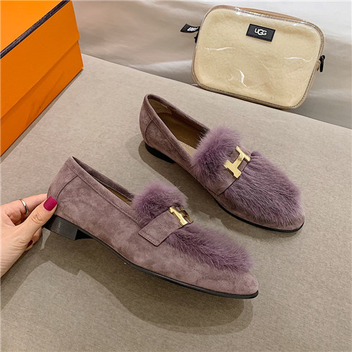 Best Replica hermes sheepskin mink loafers - Colareps