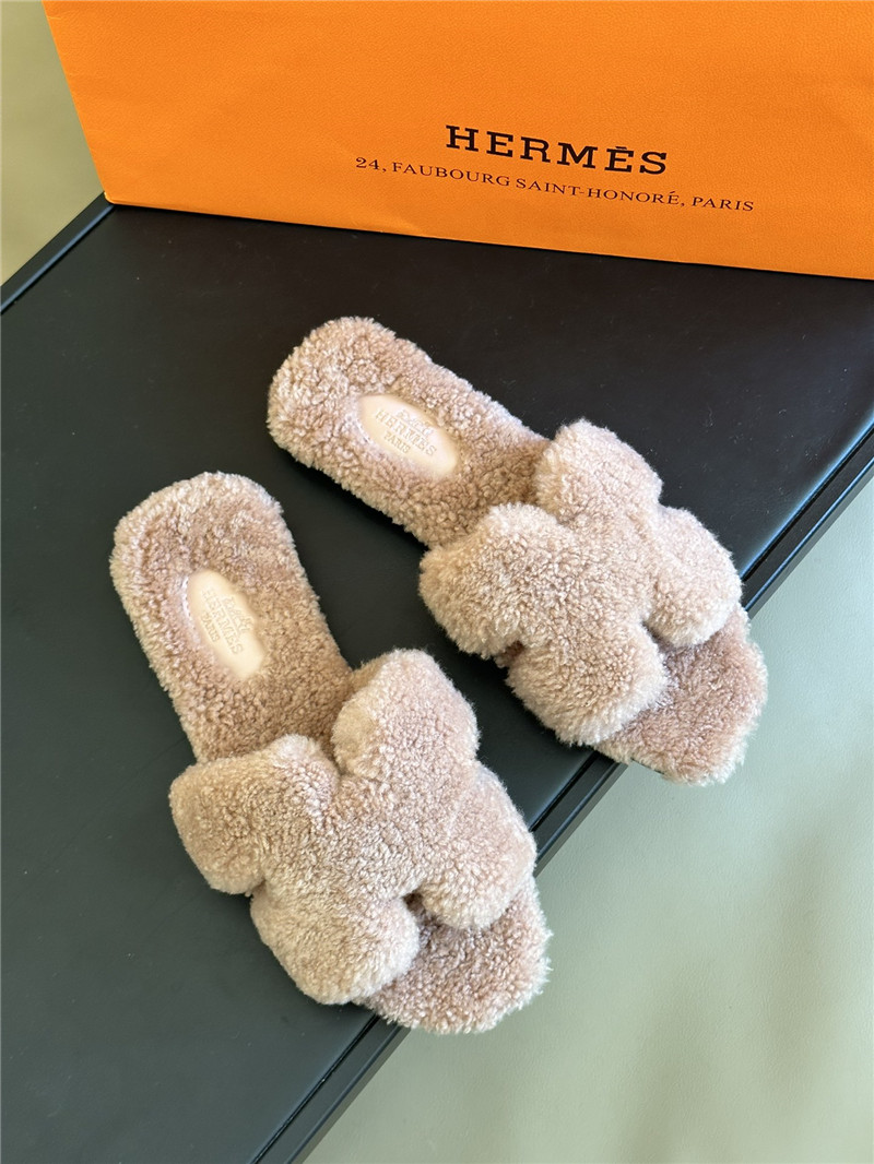 Best Replica Hermès fur roll cake hair H slippers - Colareps