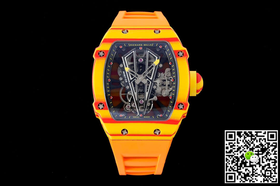 Best Replica Replica Richard Mille RM27-03 Rafael Nadal Tourbillon 1:1 Best Edition RM Factory Orange Rubber Strap - Colareps