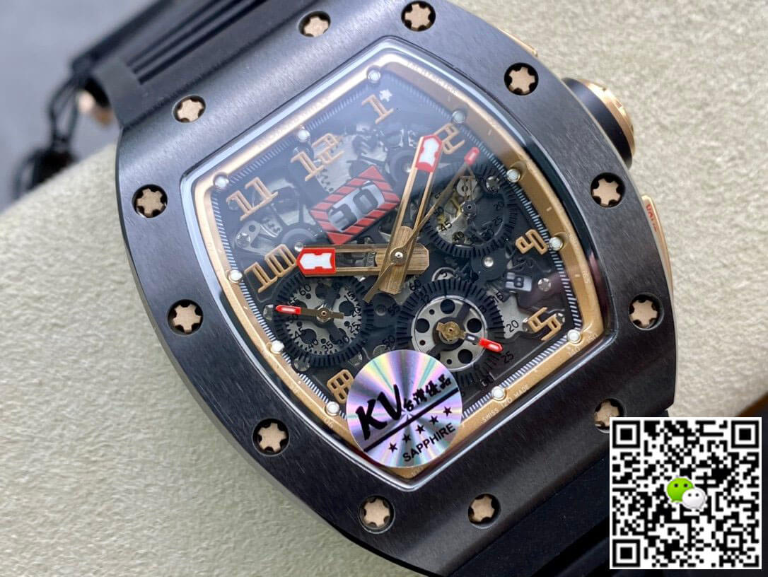 Replica Richard Mille RM011 1:1 Best Edition KV Factory Ceramic Skeleton Dial