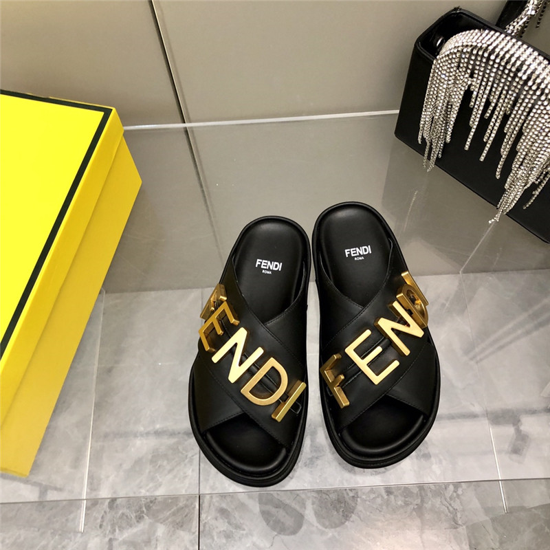 Best Replica fendi metal logo slides - Colareps